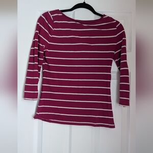 Striped Burgundy and White Top